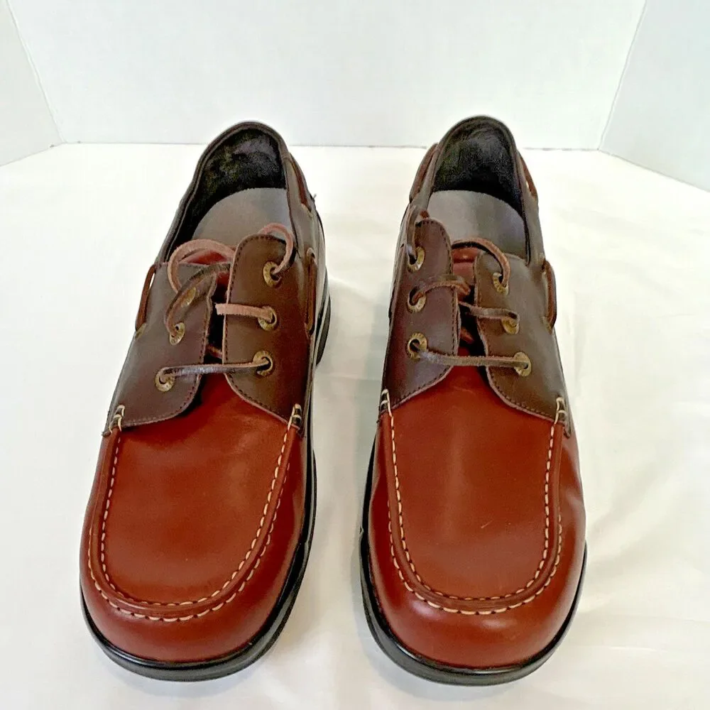 Apex B2900M Men’s Brown Leather Lace Up Boat Shoes US 12 EEEE Wide